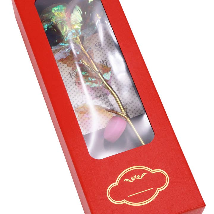 Cap Zone - Wholesale Artificial flowers - Holographic Led Light-up Gold Galaxy Rose Gift Box2