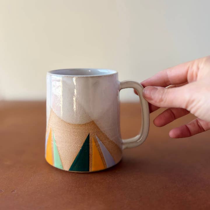 ROB Ceramics - Venta al por mayor Taza - Taza geométrica de cerámica hecha a mano con triángulos13