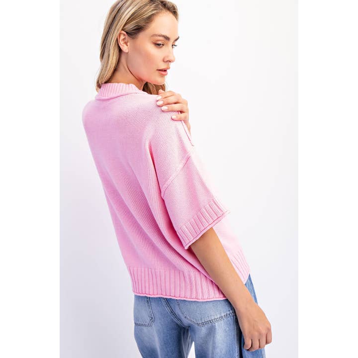 COTIERRA - Wholesale Knit Sweater - Women's - OVERSIZED CREWNECK SHORT SLEEVE SWEATER16