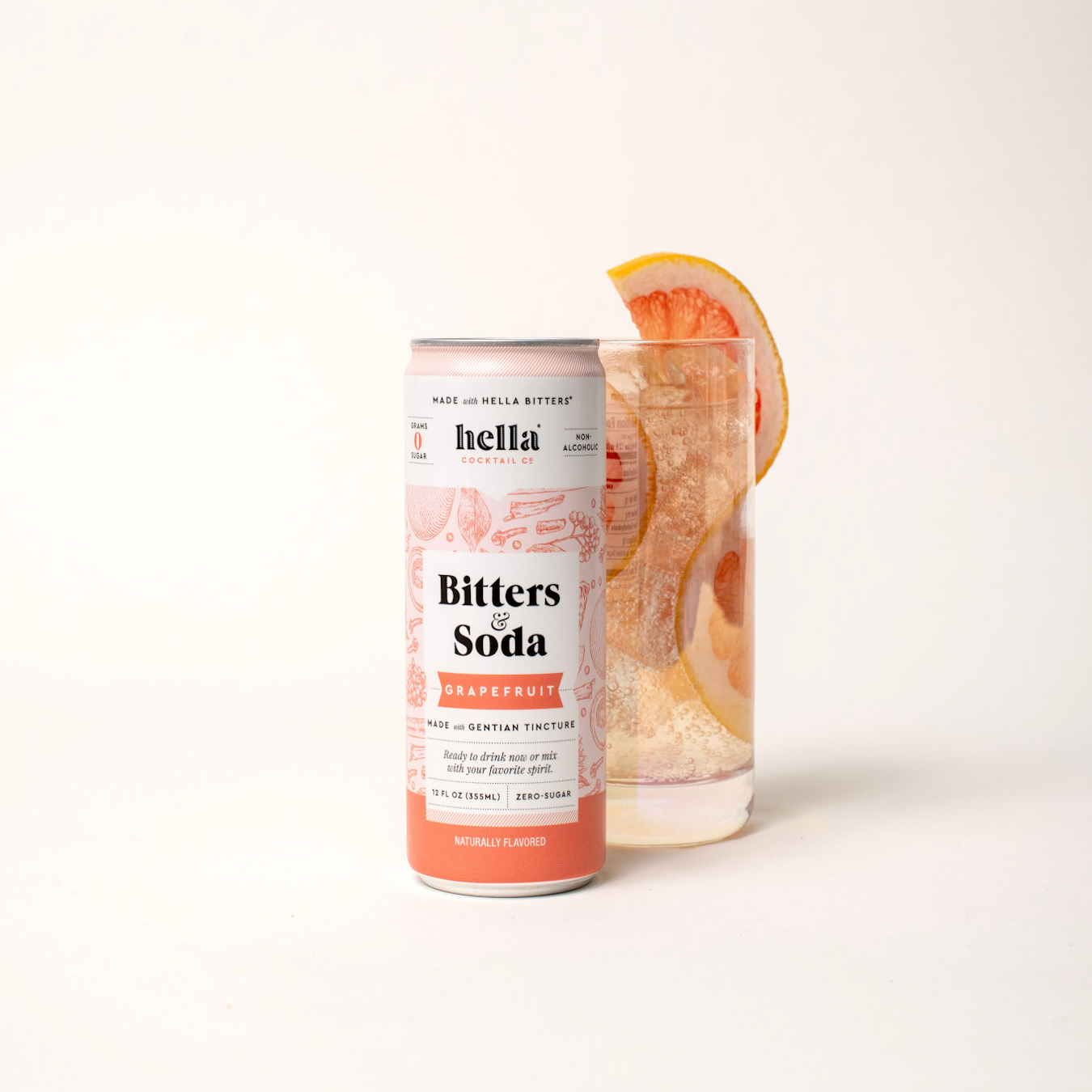 Hella Cocktail Co. - Wholesale Non-Alcoholic Aperitif/Mocktail - Bitters & Soda: Grapefruit 12oz, 4-Pack1