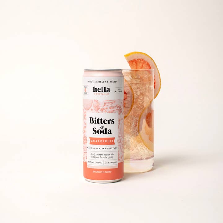 Hella Cocktail Co. - Wholesale Non-Alcoholic Aperitif/Mocktail - Bitters & Soda: Grapefruit 12oz, 4-Pack1