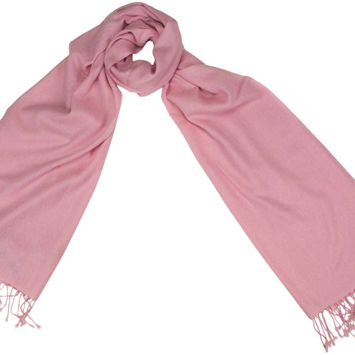 Écharpe en cachemire tissée à la main rose pour la vente par Shirin Sehan