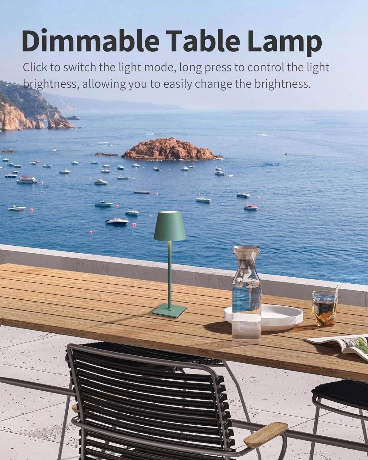 Two Pack Cordless LED Table Lamp 5000mAh Battery Portable Dimmable Green Desk Lamp With 3 Color Temperatures for wholesale on Faire1