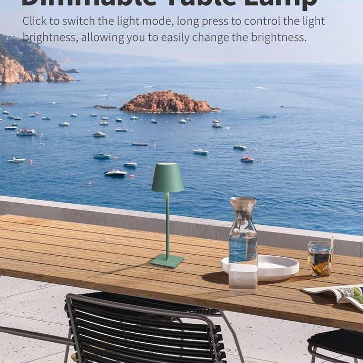 Two Pack Cordless LED Table Lamp 5000mAh Battery Portable Dimmable Green Desk Lamp With 3 Color Temperatures for wholesale on Faire1