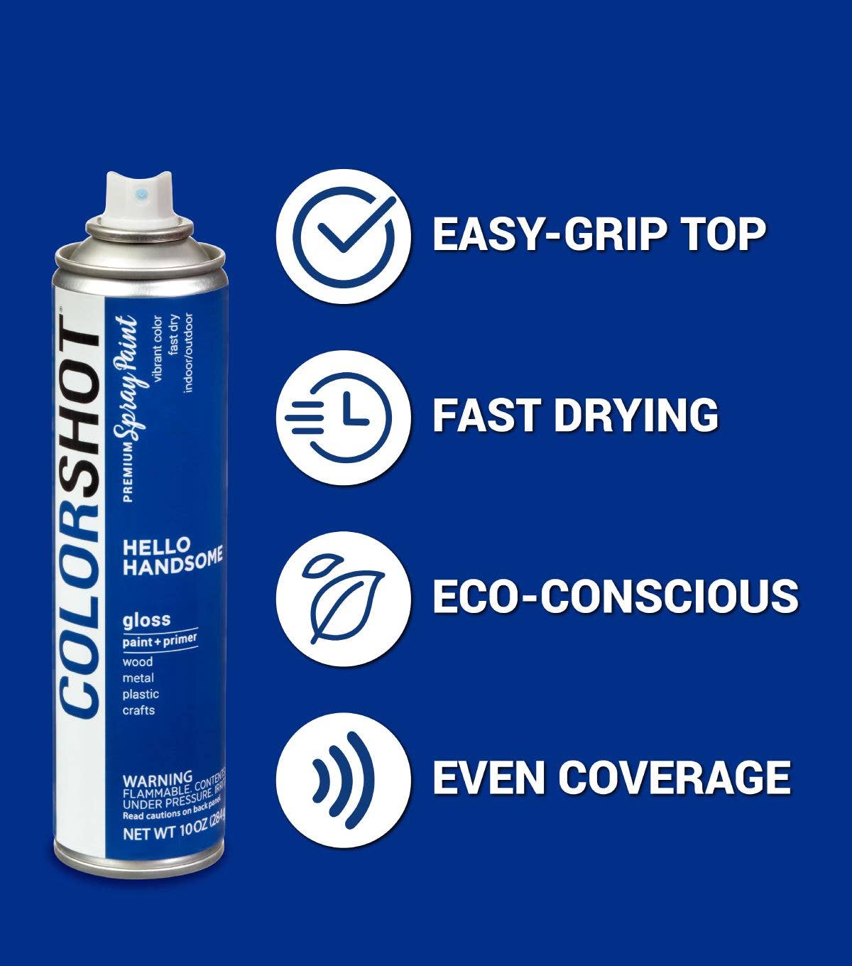 Ilovetocreate - Wholesale Paint Set - COLORSHOT Gloss Spray Paint Hello Handsome (Royal Blue) 10 oz.4