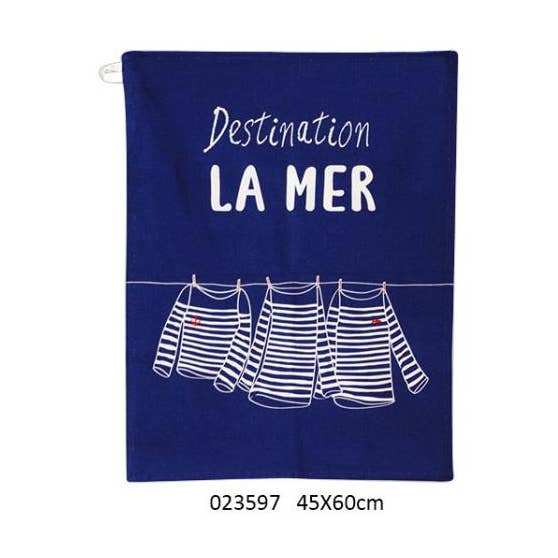 Tea towel 'Destination La Mer' 45 x 60 cm for wholesale by Faye