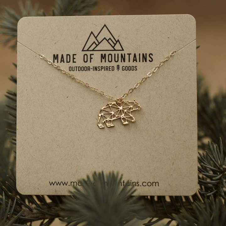 Made of Mountains - Wholesale Pendant/Charm Necklace - Geo Bear Necklace | Sterling Silver or Gold Filled 3