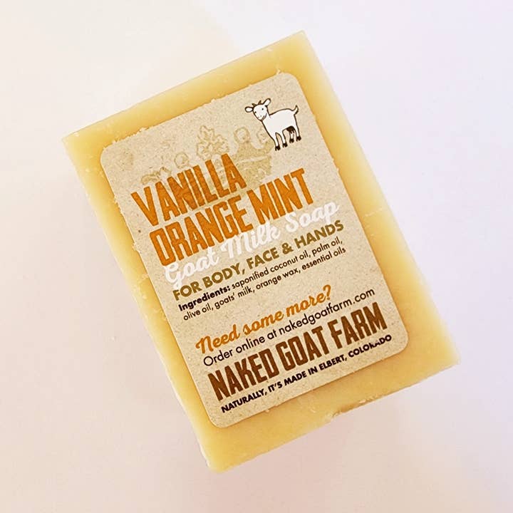 Goat Milk Soap Vanilla Orange Mint for wholesale by Naked Goat Farm Ltd.