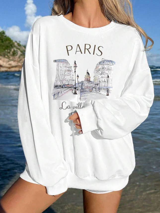 Rosa Clothing - Wholesale Sweatshirt - Women's - Italian lemon Cozy season print crew sweatshirt4