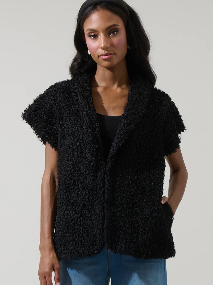 Janna Faux Collared Vest for wholesale by Sugarlips