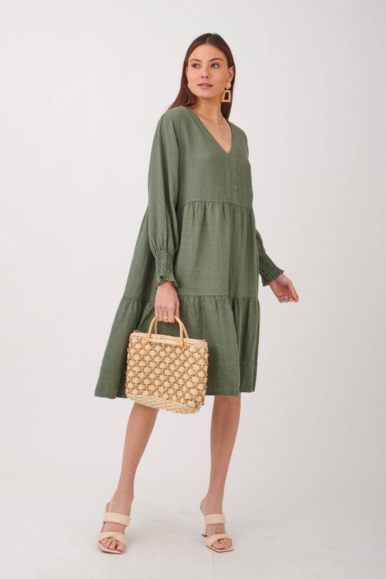 ORNELLA PARIS - Wholesale Dress - Women's - LEL-R5223 linen dress5