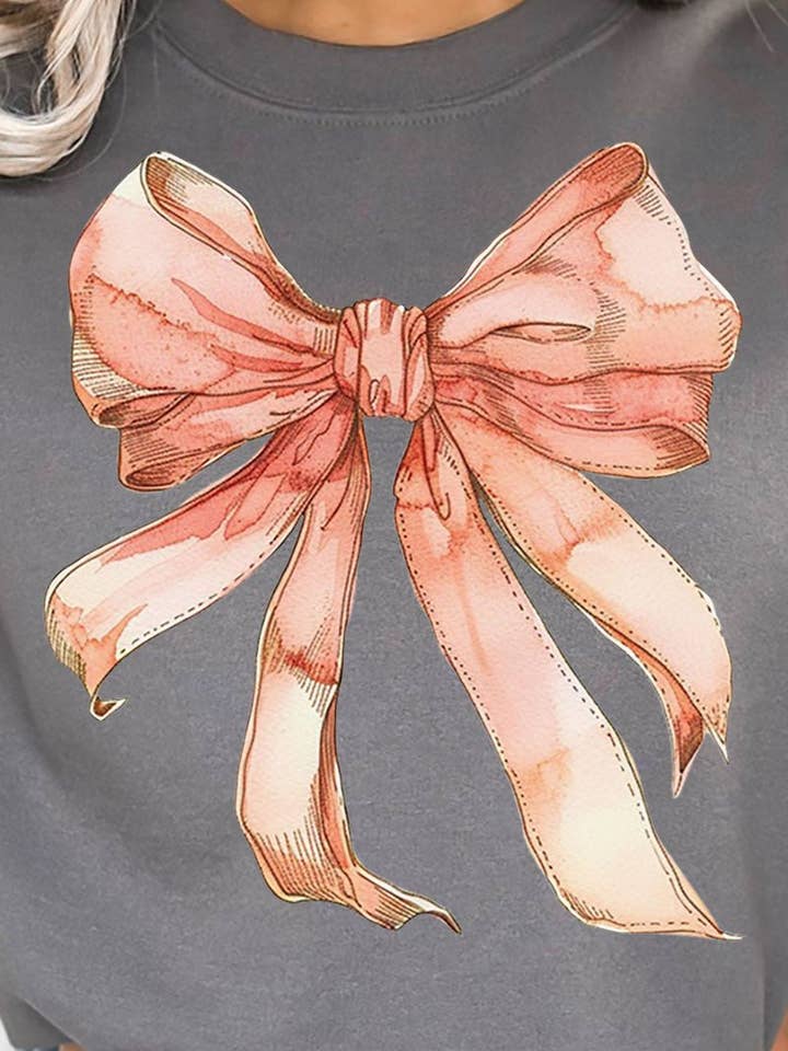 Wholesale Accessory Market - Wholesale Graphic Sweatshirt - Women's - Peach Watercolor Bow Unisex NuBlend Crew Sweatshirt3