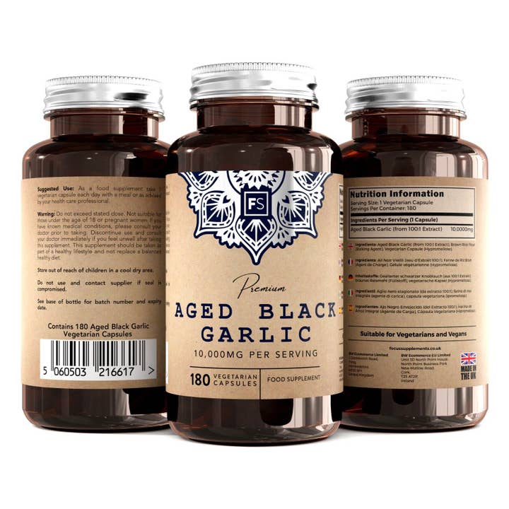 Focus Supplements - Vendita all'ingrosso Vitamine/integratori orali - Aglio nero invecchiato (10.000 mg) 180 capsule