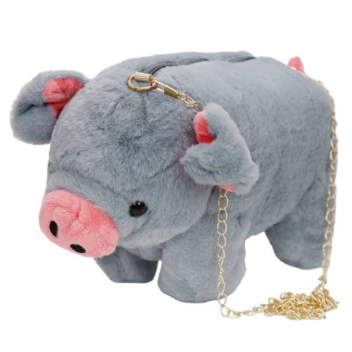 ASSORTED Chubby Piggy Fluffy Faux Fur Crossbody Purse Bag for wholesale on Faire6