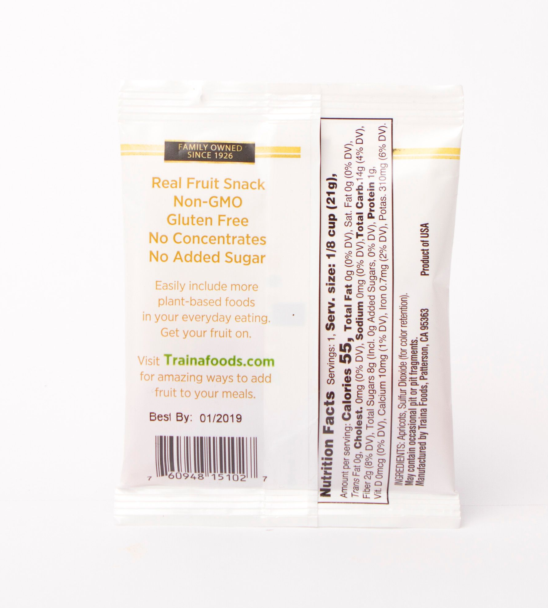 Traina Home Grown - Wholesale Dried/Dehydrated Fruit - 18 pack of .75 oz Fruitons Sun Dried Apricots1