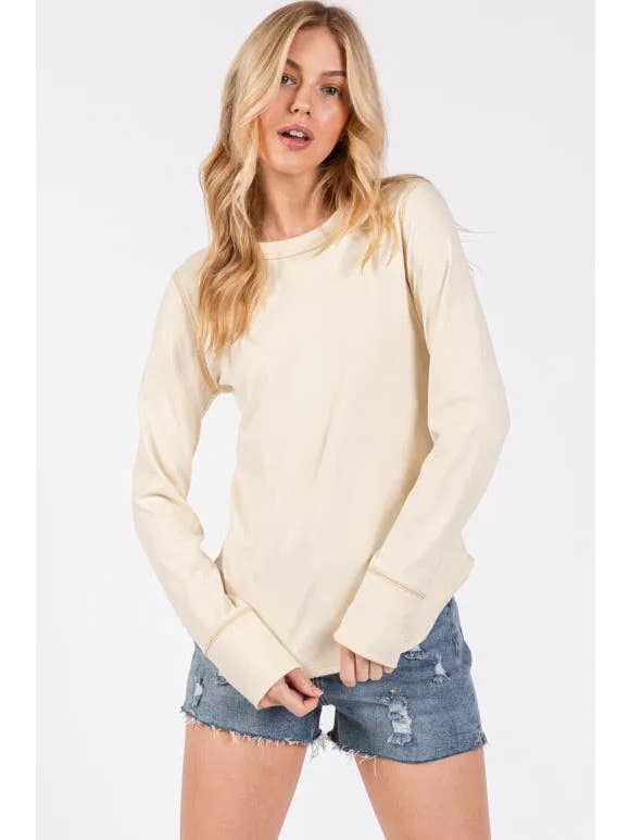 Final Touch - Wholesale Knit Top - Women's - Brushed Ribbed Fitted Long Sleeve Top - NT3128010