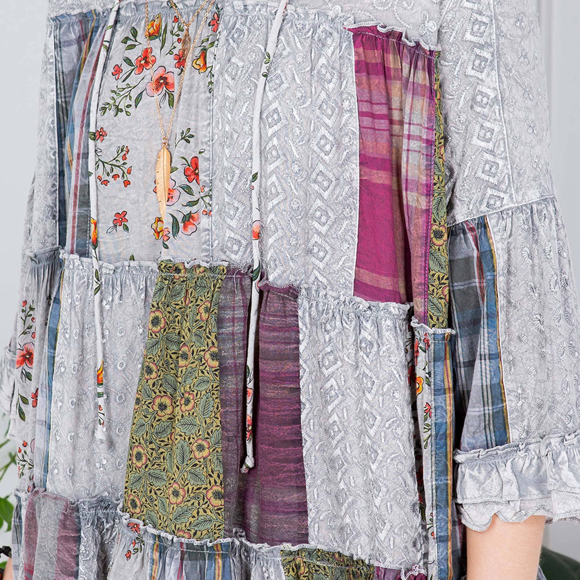 Young Threads - Vente Tunique – femme - Fusion artistique : Haut Jhabla surteint avec broderie également en PLUS10