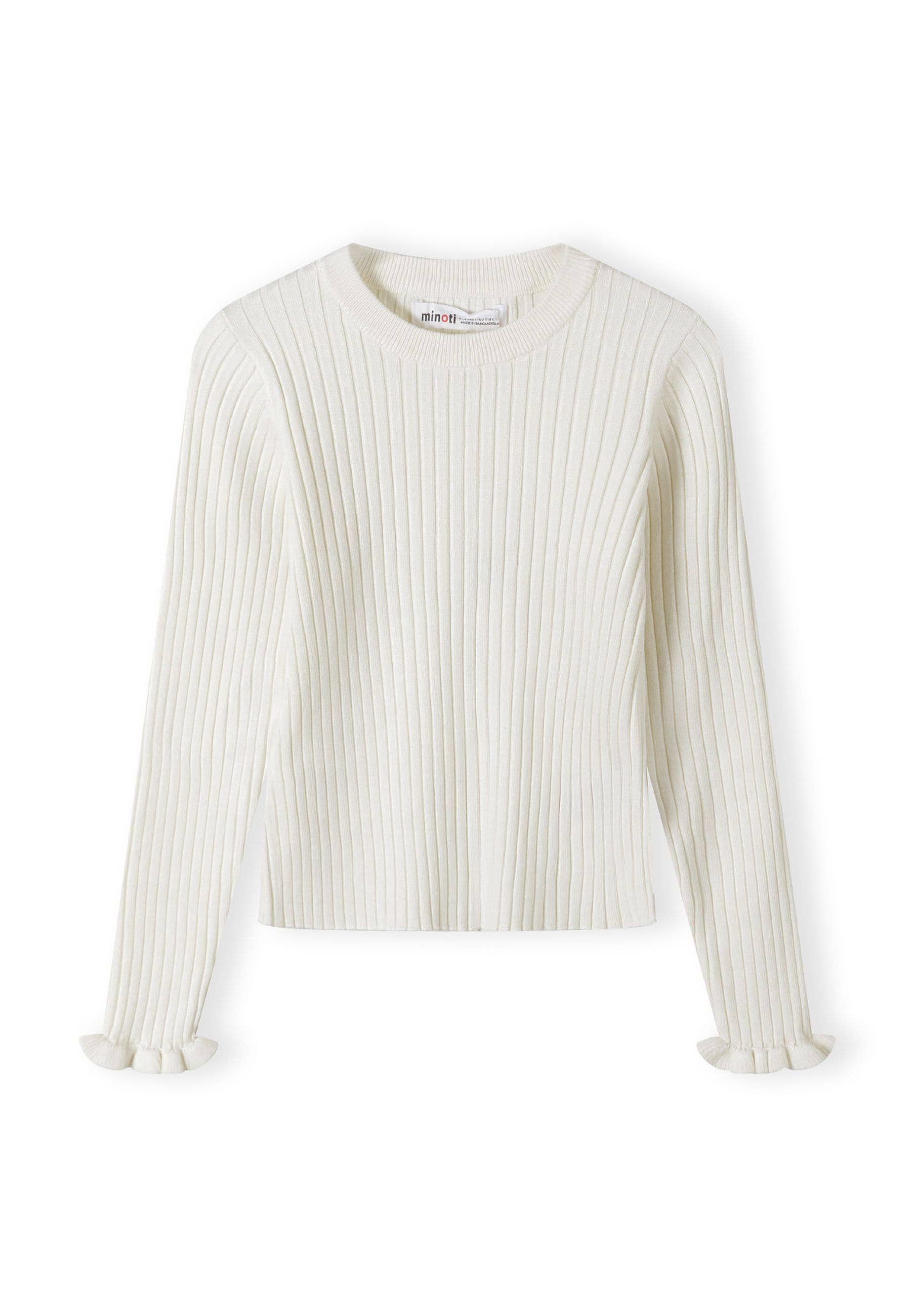 Minoti sp. z o.o. – wholesale Knitted jumper – Kids – Girls Ribbed long sleeve jumper with frill cuff detail1