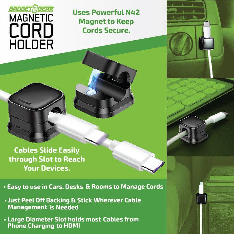 Novelty Brands - Wholesale Cord Holder - Gadget Gear Magnetic Cable & Cord Organizer- 6/Display3