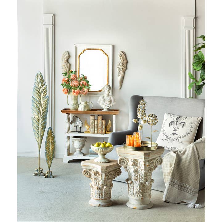 A&B Home Group Inc. – wholesale Decorative tabletop object – 5x5x14" Gold Iron Hydrangea Statue on Round Base 4EA/CTN4