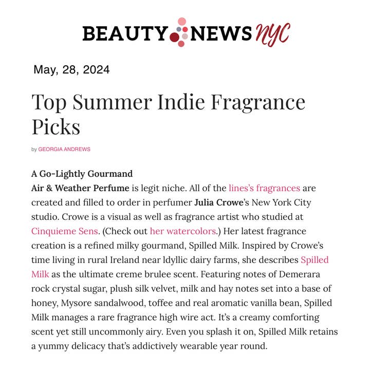 Air & Weather Perfume - Wholesale Perfume/Eau de Toilette - Air & Weather's Spilled Milk Perfume2