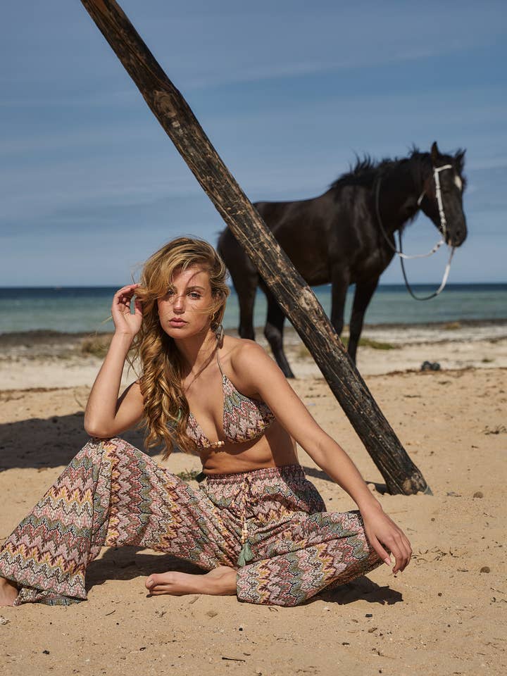 Rose Blush Broderie Beach Pants for wholesale by Aulala Paris