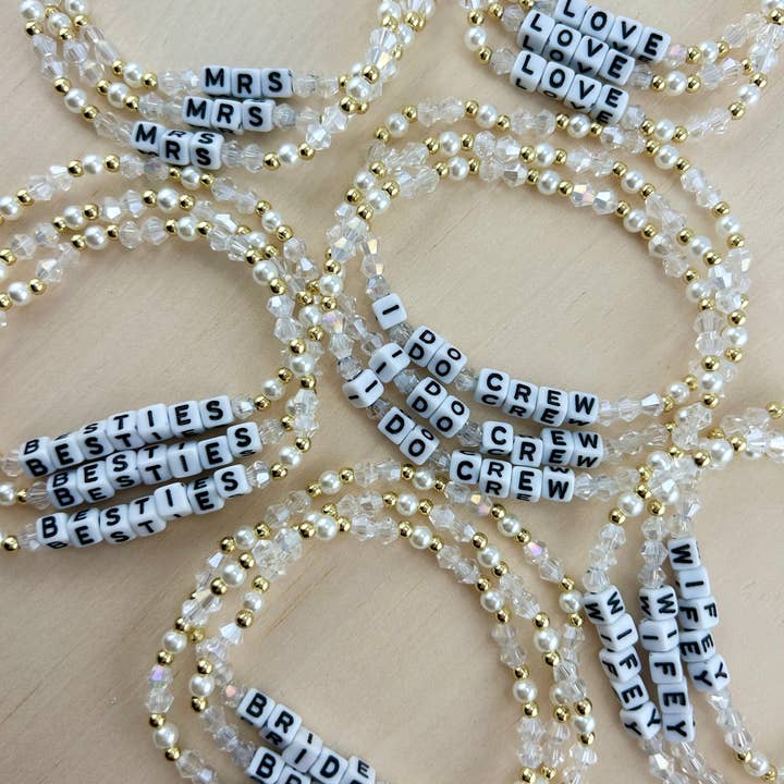 Back Bay Bead Company - Wholesale Beaded Bracelet - Personalized Word Letter Bracelet Beaded Stretchy Pearl