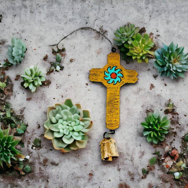 Whimsies - Wholesale Wind Chime - CROSS Wind Chime Southwestern Western Sun unique shimmers