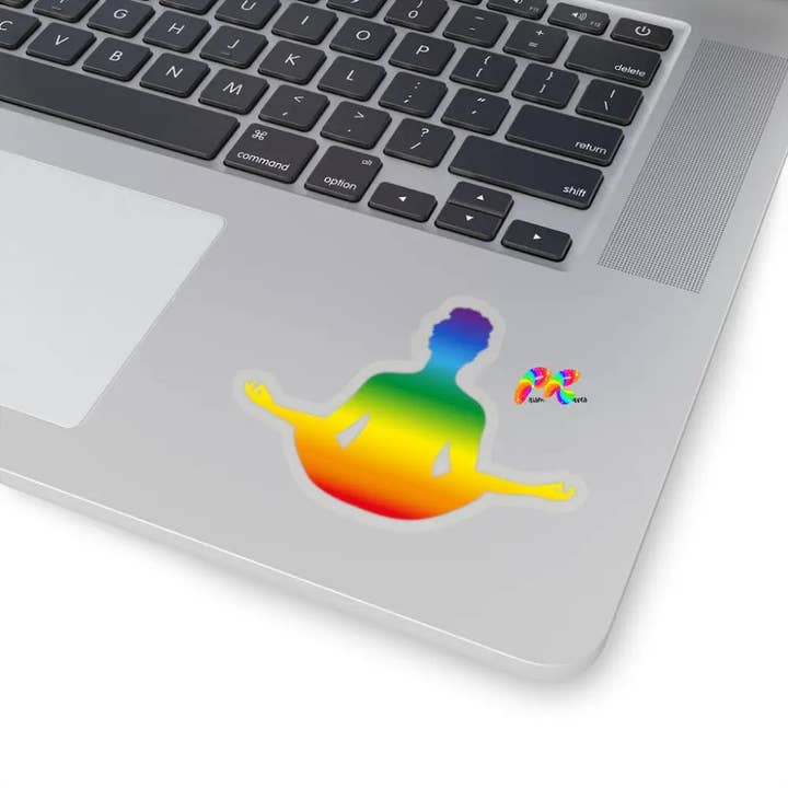 Rainbow Yoga Kiss-Cut Stickers for wholesale by Prism Raves