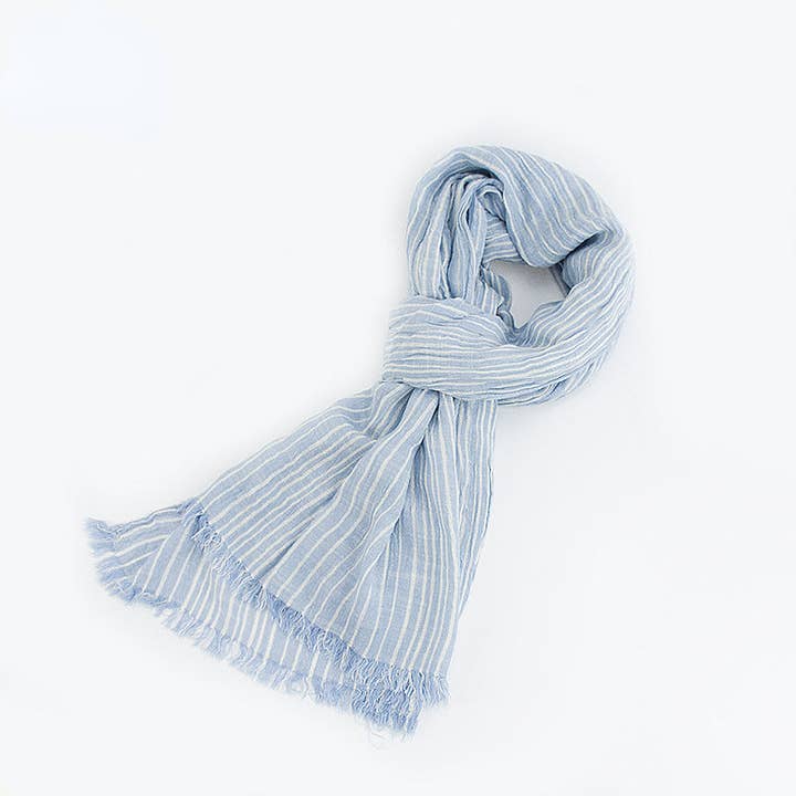 Funkyrel® Atzbranding Limited - Wholesale Scarf - Women's - Scarvii – Striped Lightweight Fringe Scarf2
