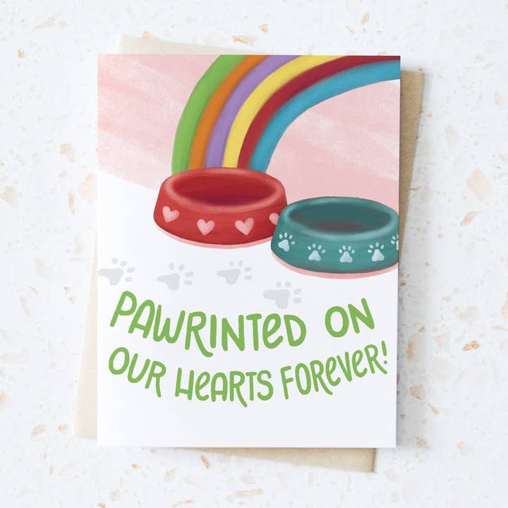 Pawrinted på våra hjärtan för evigt - sällskapsdjur förlust gratulationskort för wholesale av Hop & Flop