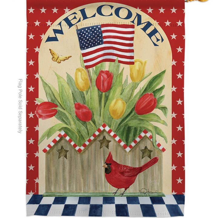 Two Group Flag Co - Wholesale Flag - Patriotic Flowers Americana Star and Stripes Floral Flag