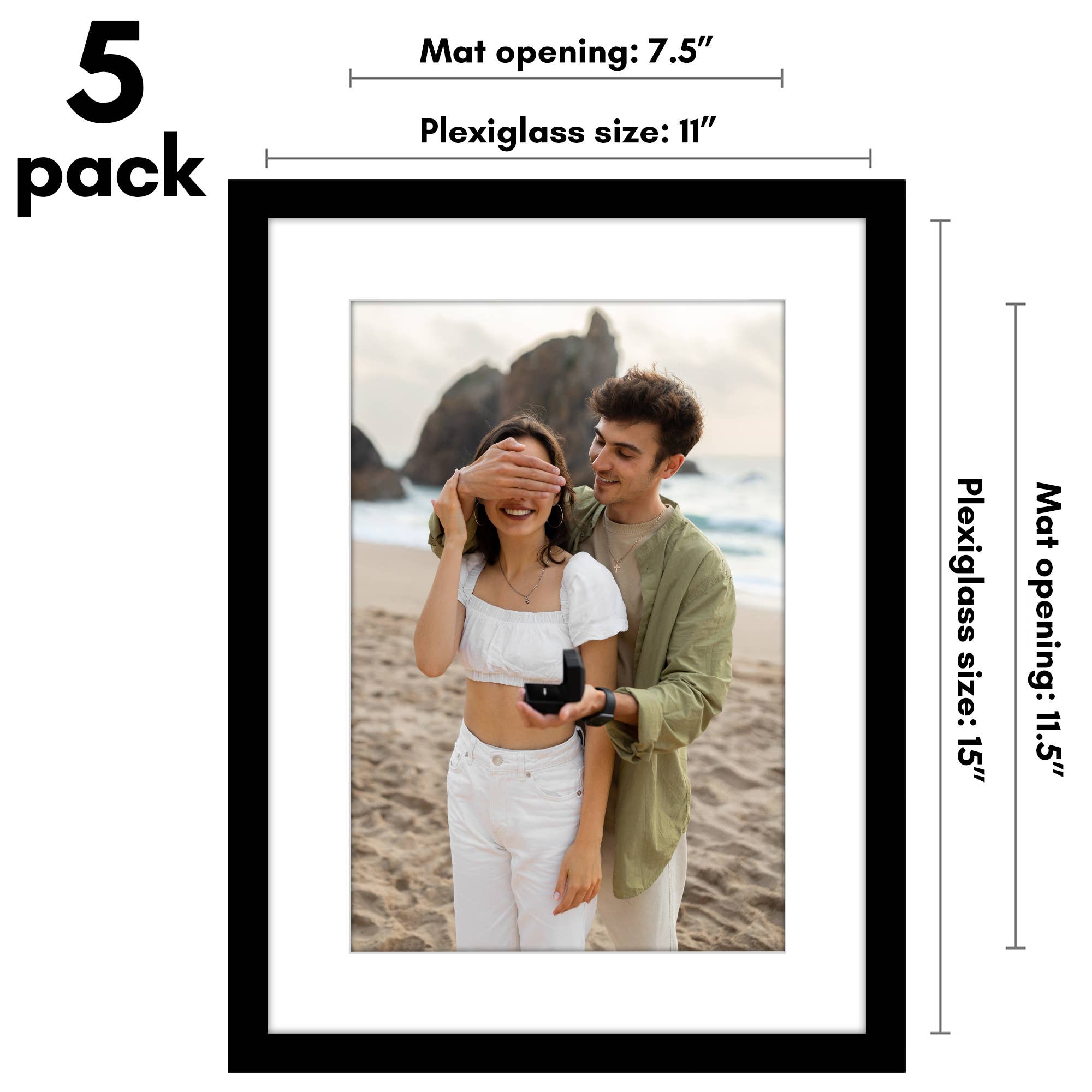Americanflat - Wholesale Picture Frame - Americanflat 5 Pack Picture Frames With Mat Plexiglass Cover89