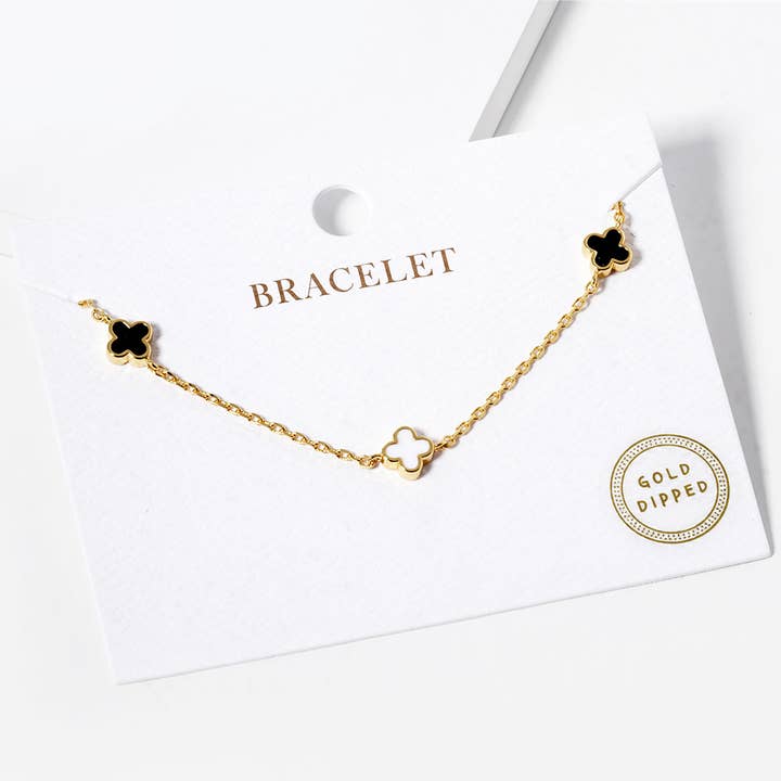 Sensibling Corp. - Wholesale Link & Chain Bracelet - Gold Dipped Triple Quatrefoil Link Bracelet
12