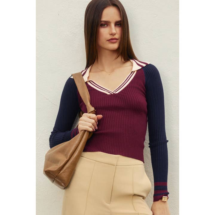 Dress Forum - Wholesale Knit Top - Women's - Fitted Knit Collared Sweater10