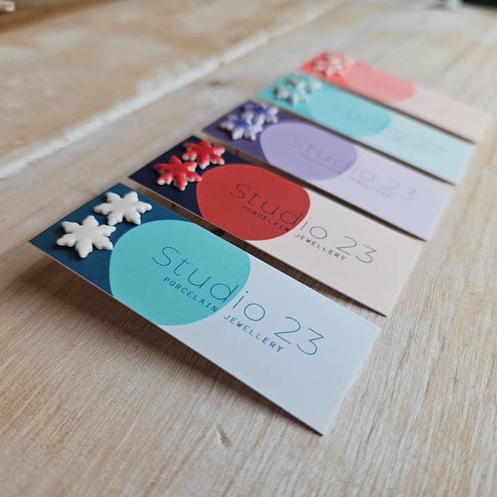 Stud Snowflake Earring Pair for wholesale by Studio 23 Ceramics