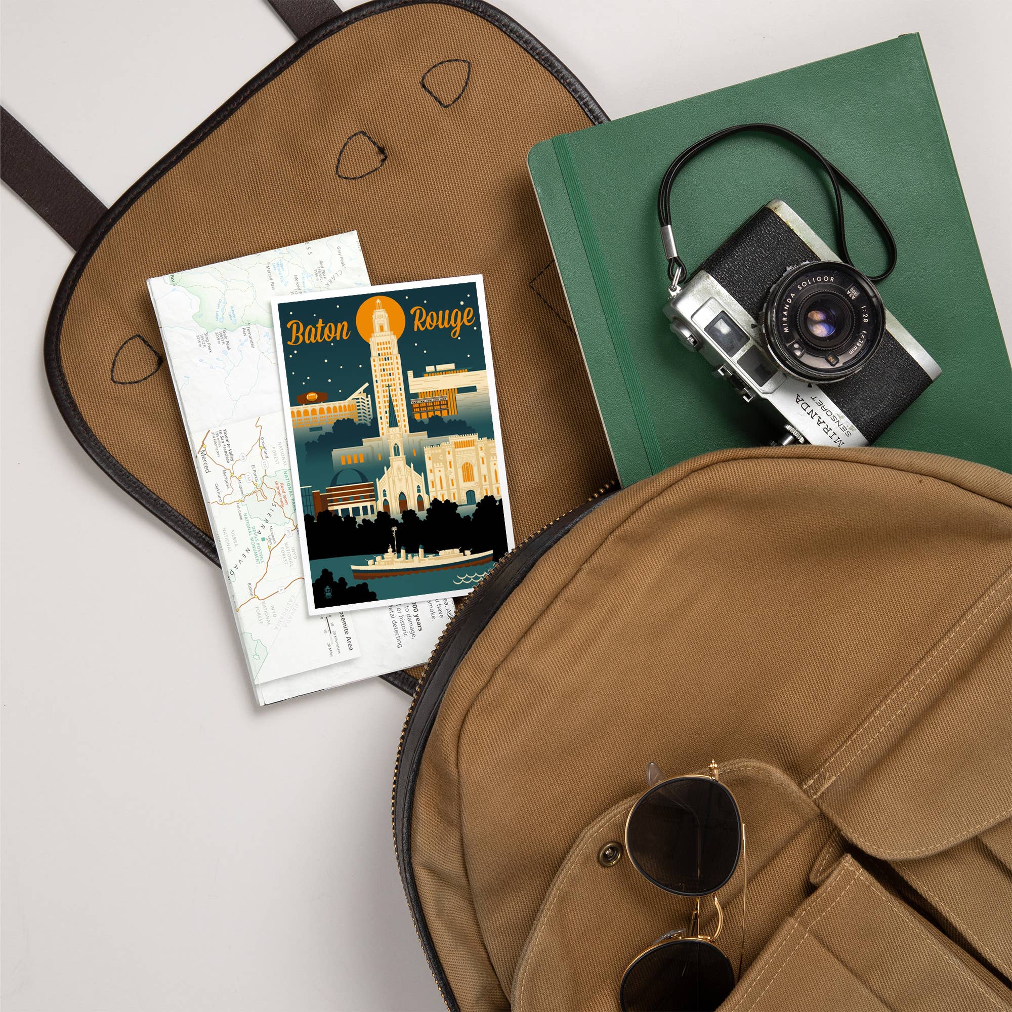 Lantern Press – wholesale Postcard – PREMIUM POSTCARDS Baton Rouge, Louisiana, Retro Skyline5