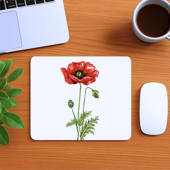 MerikaArt - Wholesale Mousepad/Trackpad - Red Poppy Flower Mousepad3