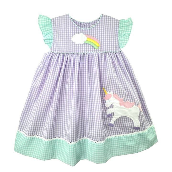 Vestido con apliques de unicornio y arcoíris para venta al por mayor de Petit Ami & Zubels