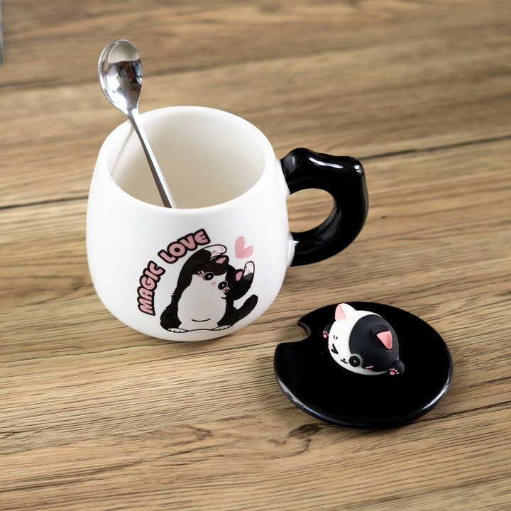 Urban Tokyo - Wholesale Coffee Mug - Cat 12oz Mug With Lid and Spoon (10/30)5