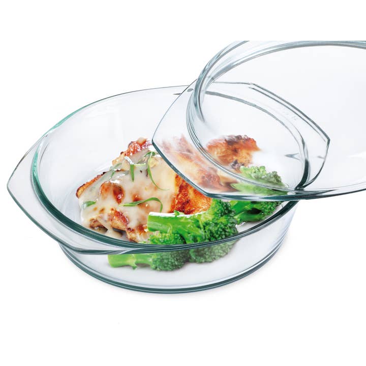 Simax - Caçarola Redonda de Vidro C/ Tampa de Vidro 8,9 In/1 Qt por atacado de Kadra Kitchenware