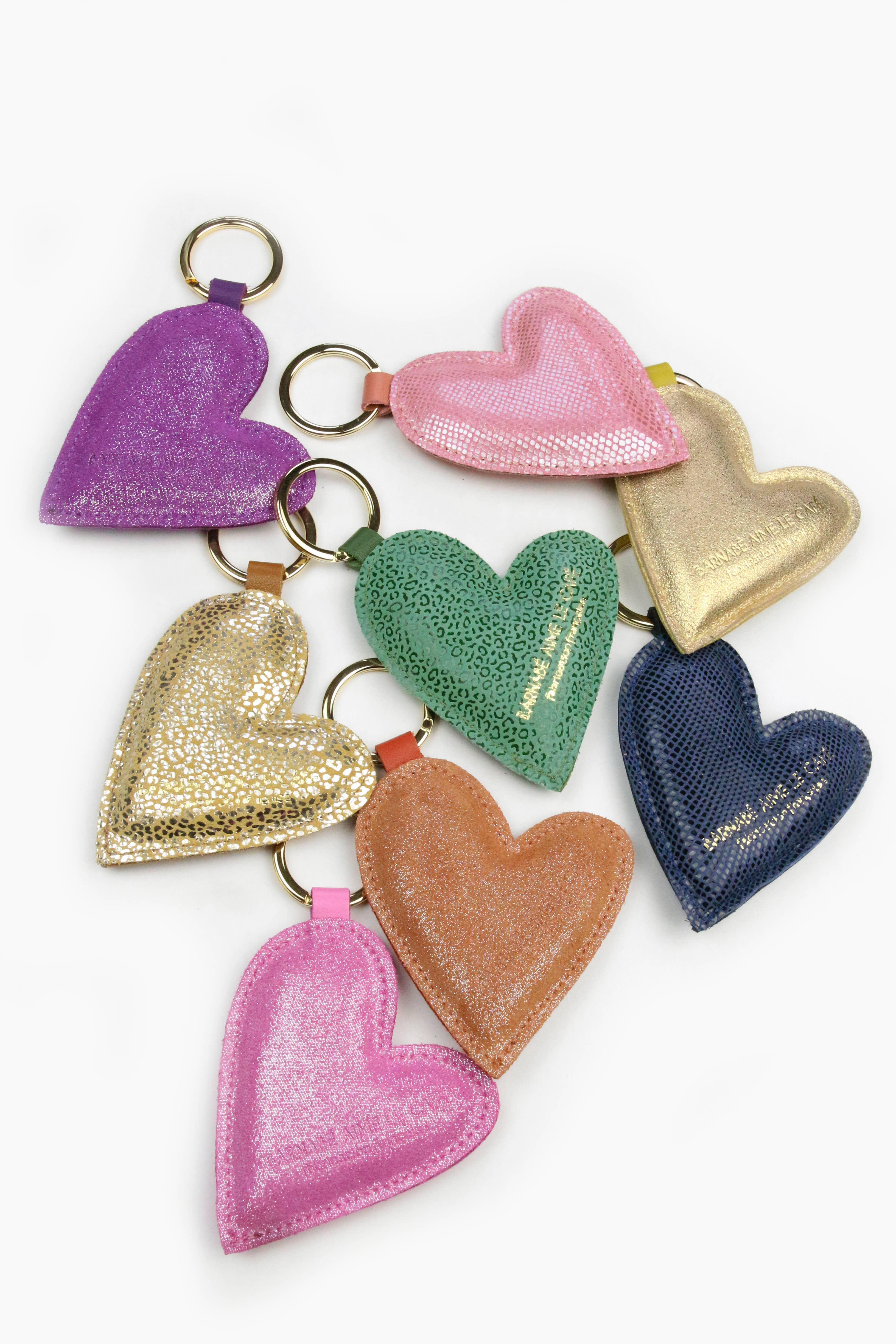 BARNABÉ AIME LE CAFÉ – Porta-chaves - Mulher por atacado – Chaveiro grande de coração 100% couro9