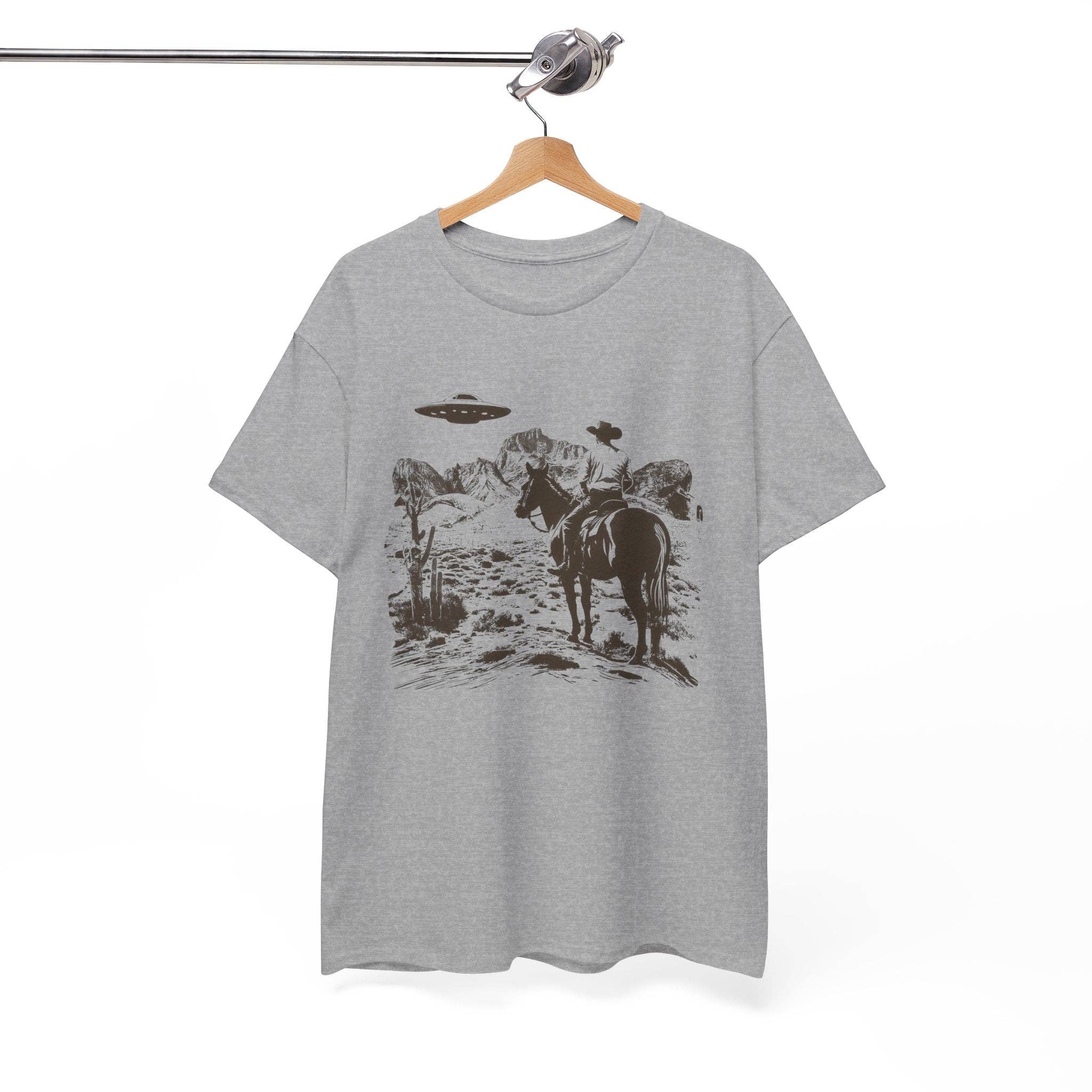 KILLER RETRO - Wholesale Screen Printed T-Shirt - Unisex - Retro UFO and Cowboy Western Graphic Tee.7