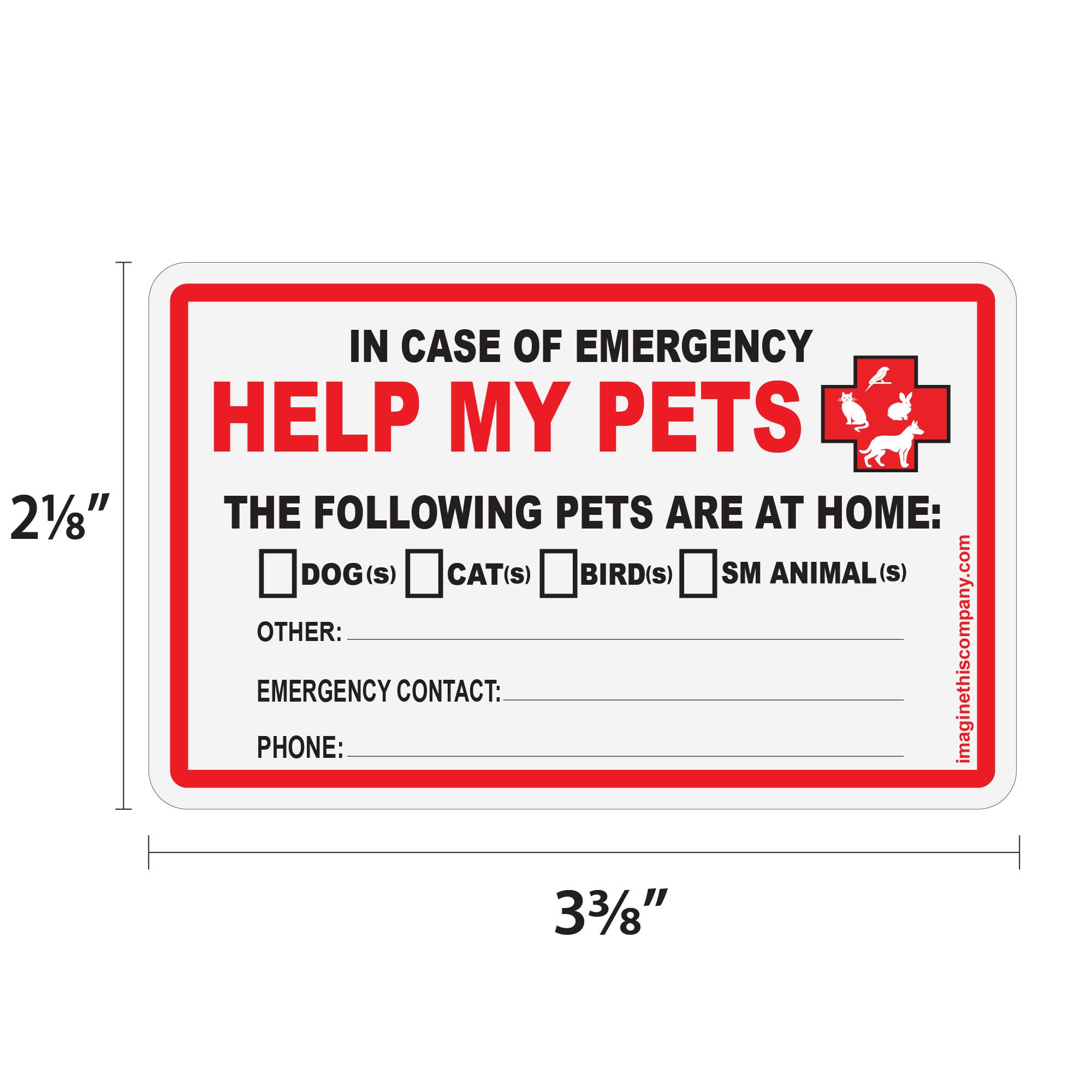Imagine This Company – wholesale Pet identification tag – Cat/dog – Pet Rescue Decals 2 Pack with Wallet Card6