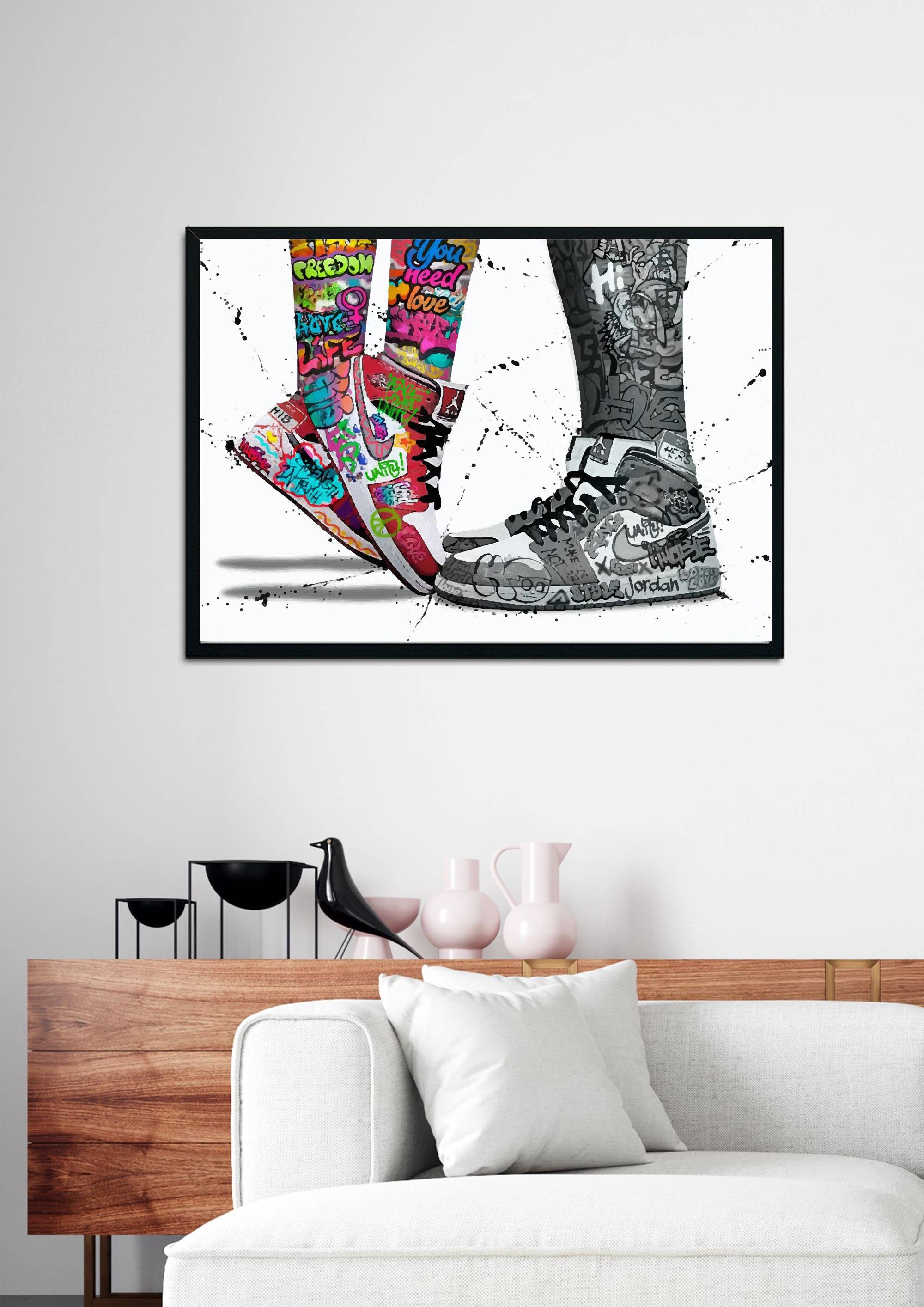 Colour Dash Prints – wholesale Poster – Graffiti Jordan-sneakers tryckt poster för man cave0