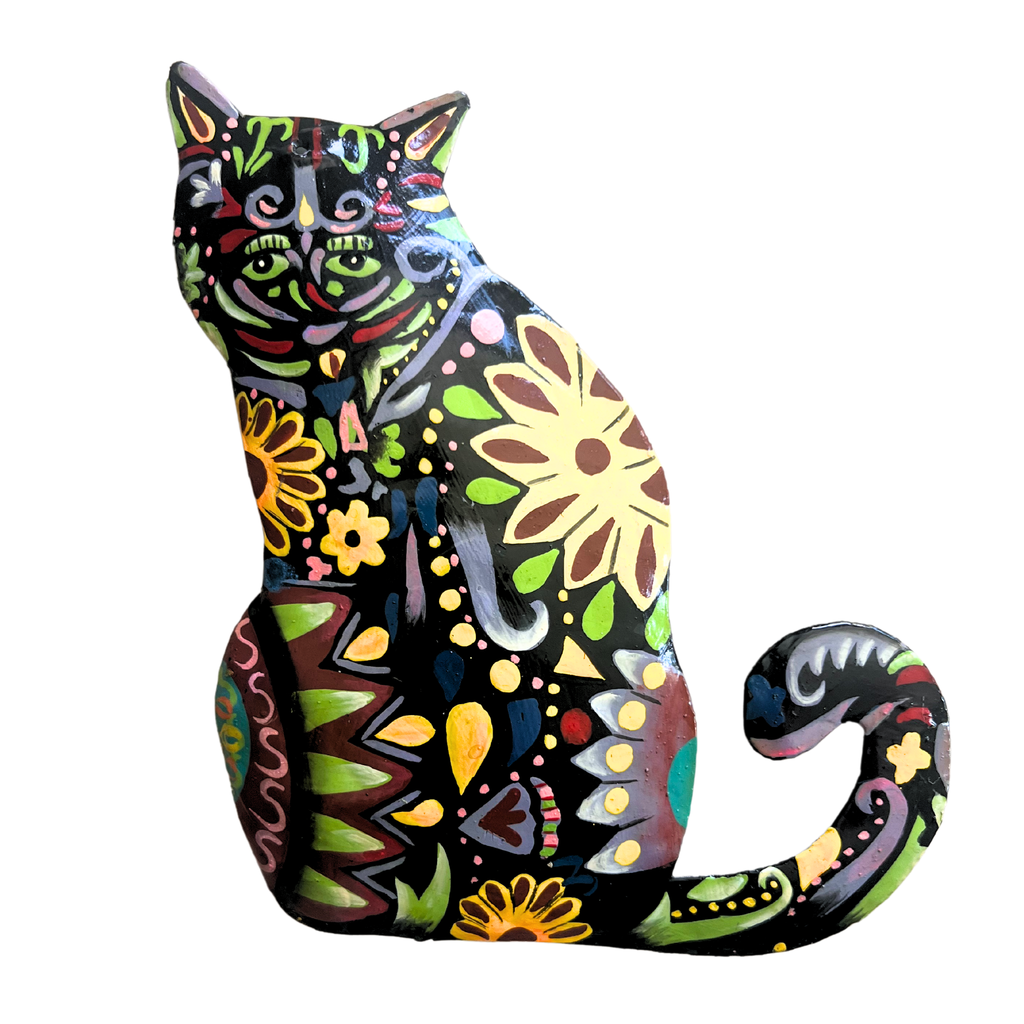 Beyond Borders - Vendita all'ingrosso Decorazione da parete 3D - Decorazione da parete in metallo dipinto Vivid Meow, motivo: gatto1