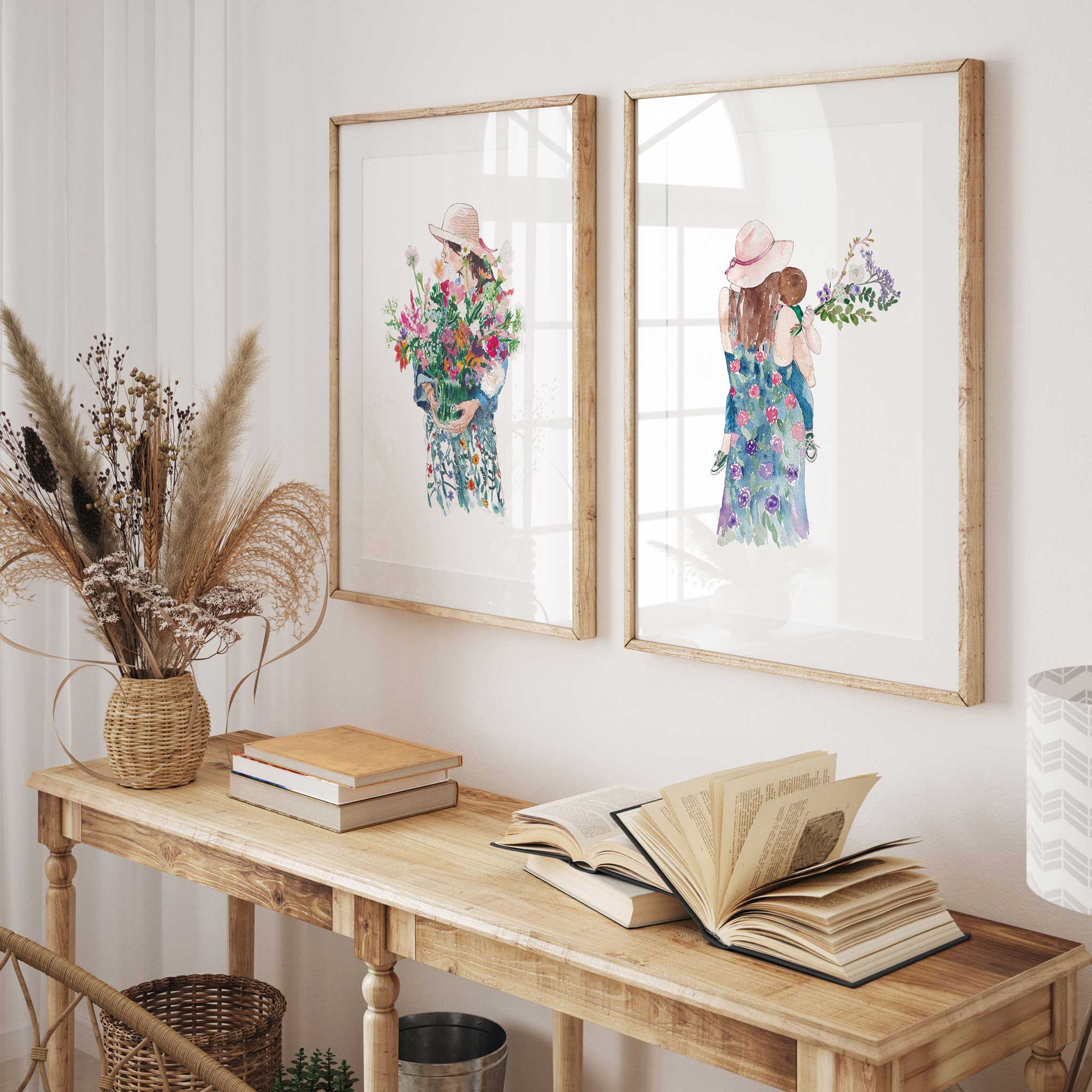 Jenny Vellacott - Wholesale Art Print - Art Print Woman with Flower Print Floral Design1