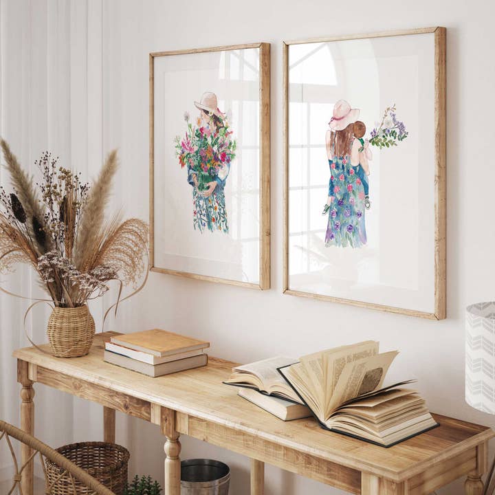 Jenny Vellacott - Wholesale Art Print - Art Print Woman with Flower Print Floral Design1