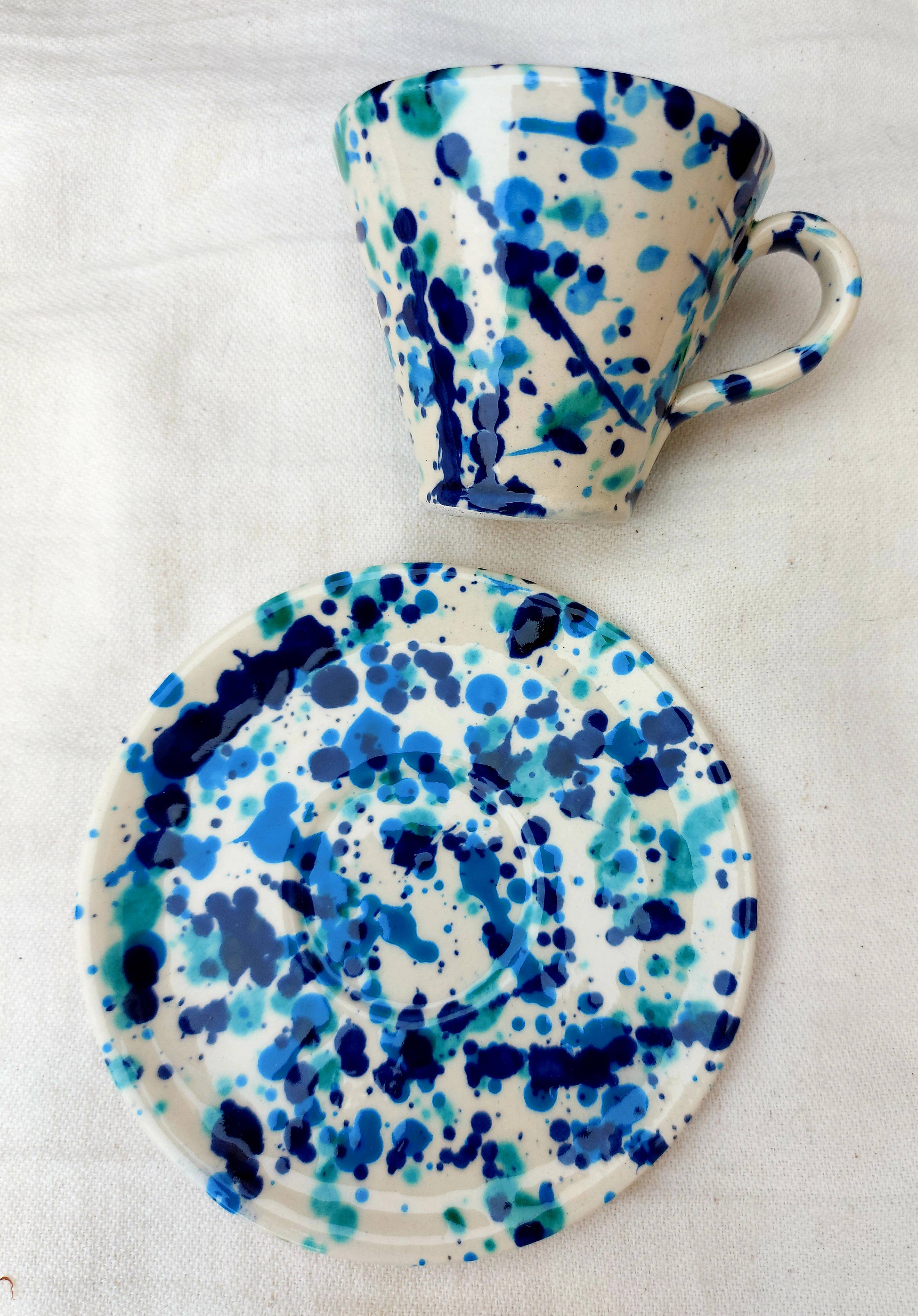 Maya Mallorca - Vendita all'ingrosso Tazza da tè/caffè - SET IN CERAMICA FATTO A MANO: TAZZA E PIATTO DA CAFFÈ1