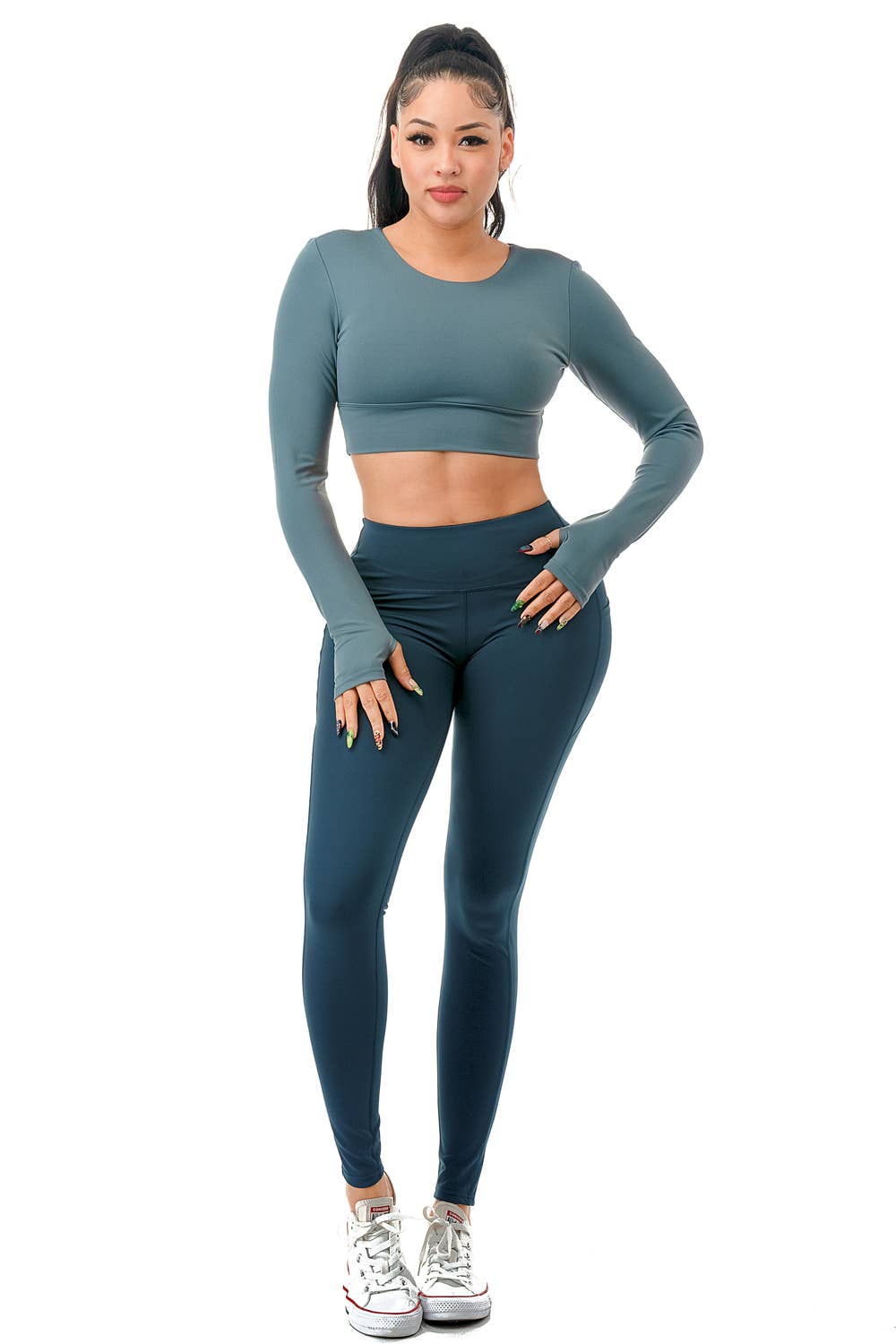 Color 5 - Wholesale Activewear Set - Women's - Long sleeve crop top with yoga legging activewear set13